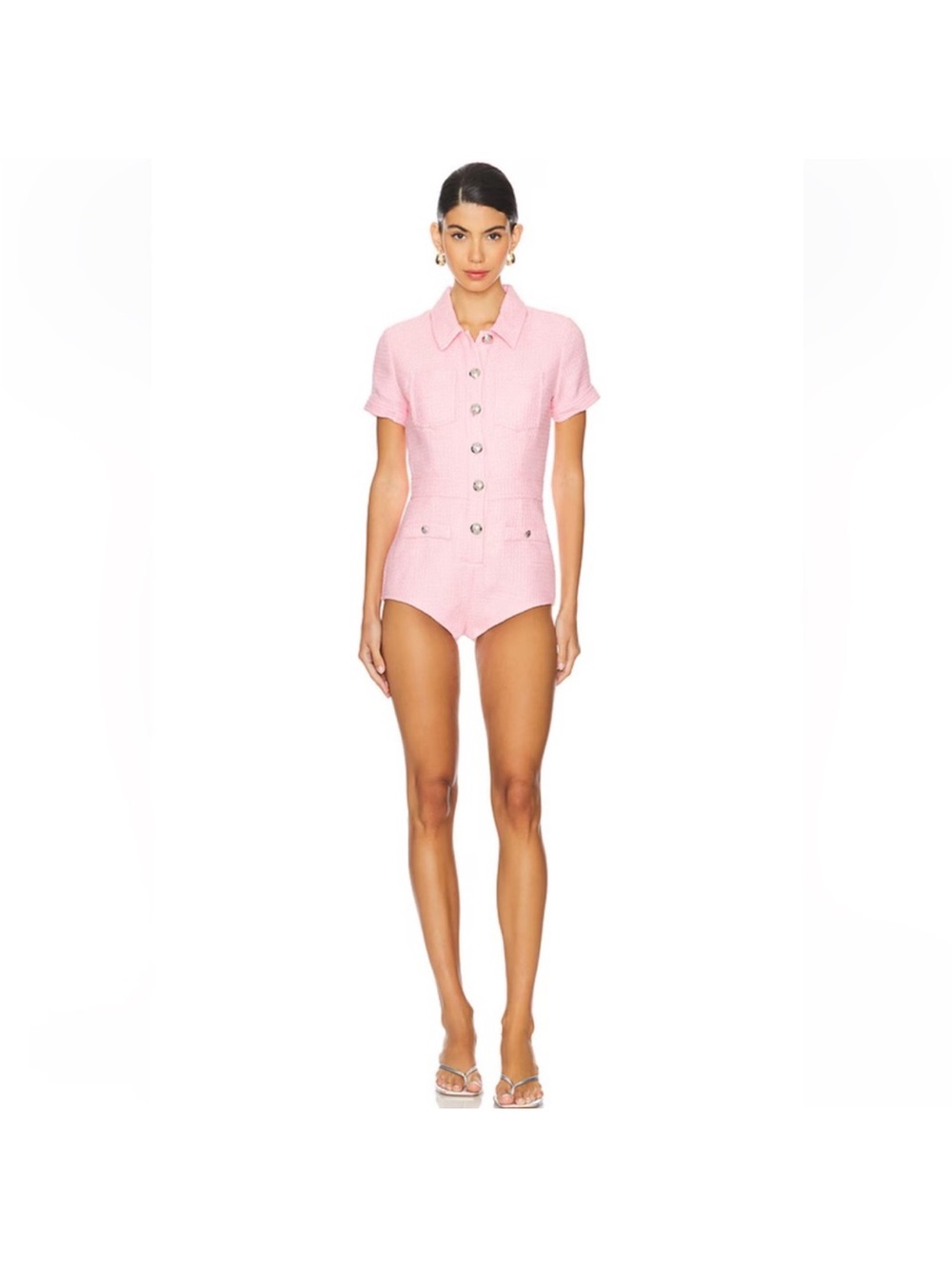 Central Park West Blue Button-Up Romper